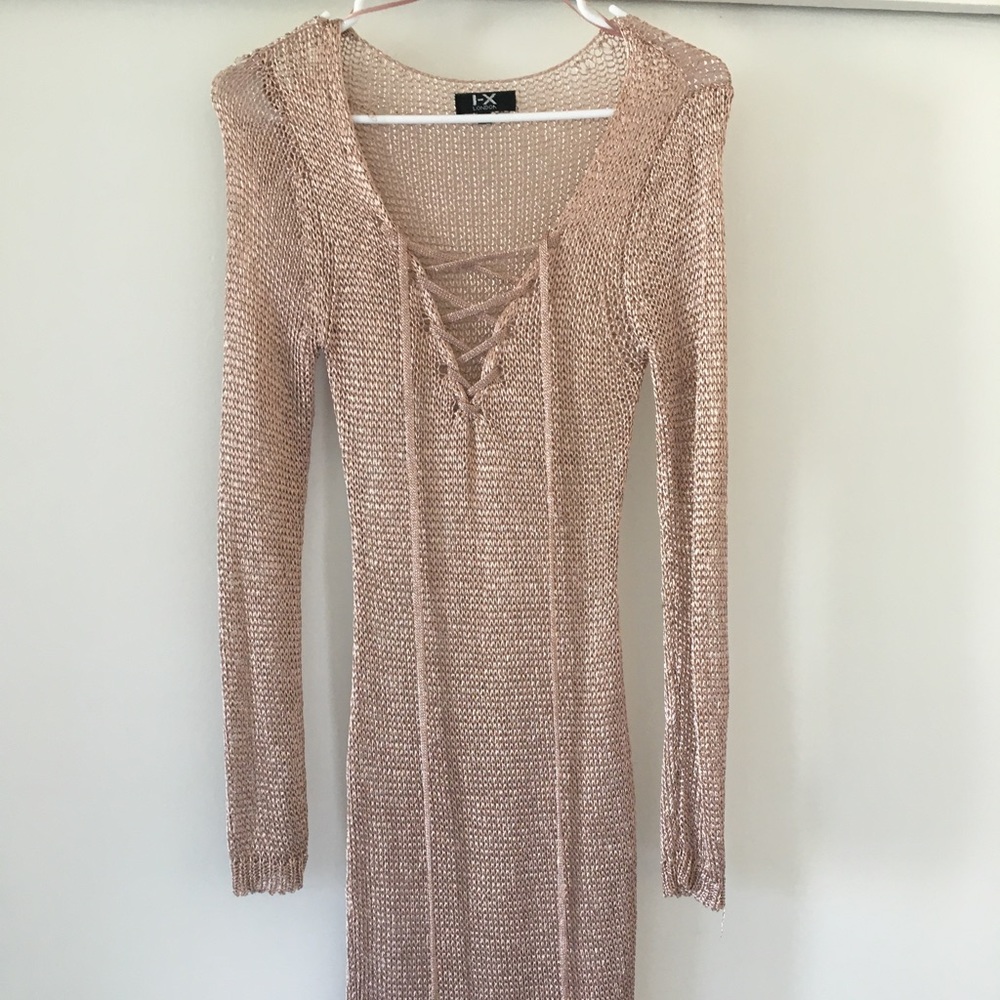 I-X London rose gold mesh dress (cover up)